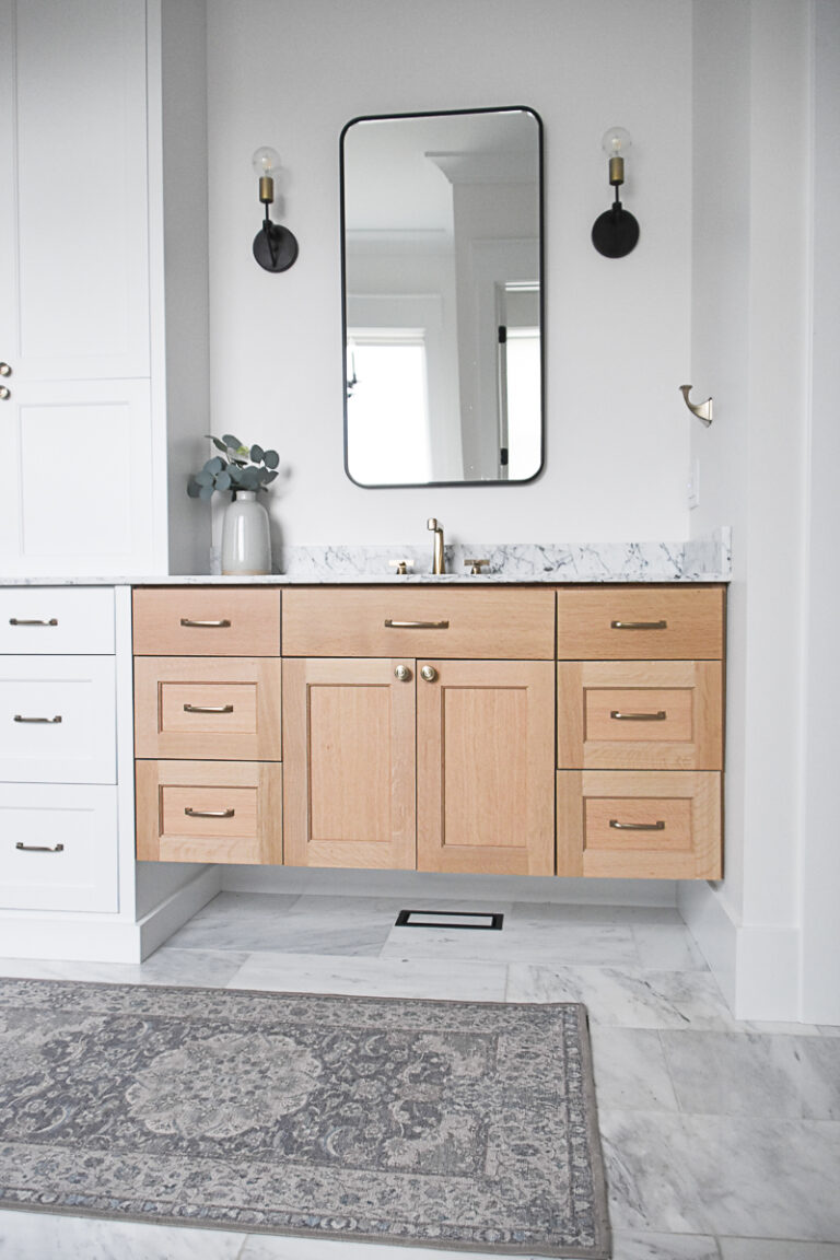 Beautiful White and Wood Bathroom for Master Design - Brooke Nicole Larsen