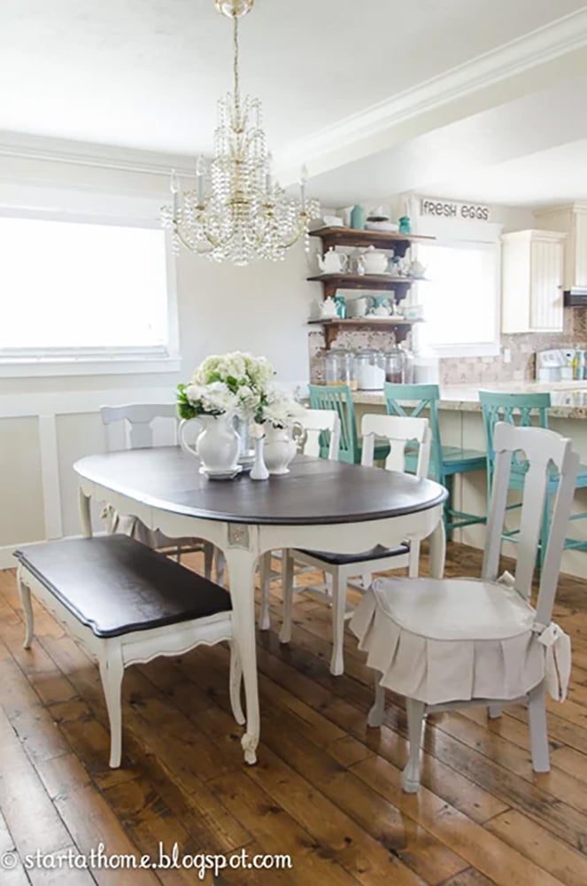 Chalk painted kitchen table and chairs hot sale