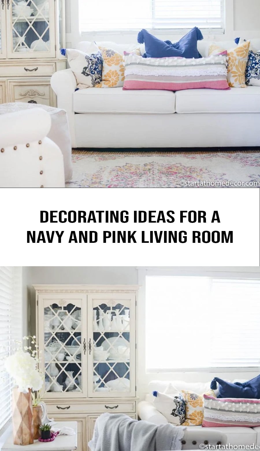 Decorating Ideas for a Navy and Pink Living Room - Start at Home Decor