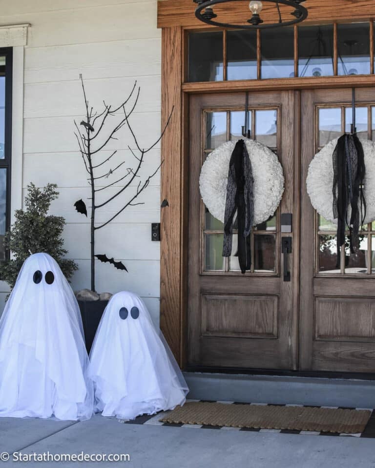 5 Easy Steps to Make a DIY Sheet Ghost Decoration - Brooke Nicole Larsen