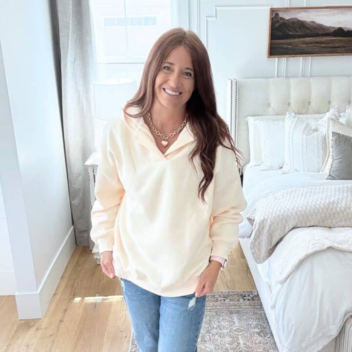 v neck hooded sweatshirt